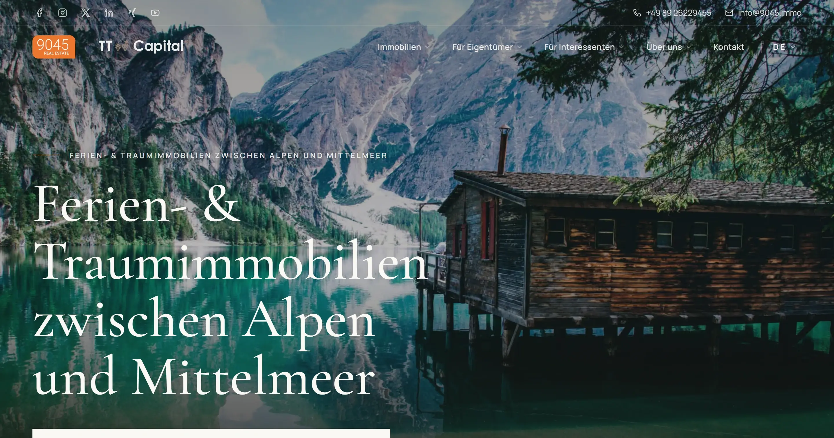 Startseite der neuen Website: ruhiges, editoriales Immobilien-Layout