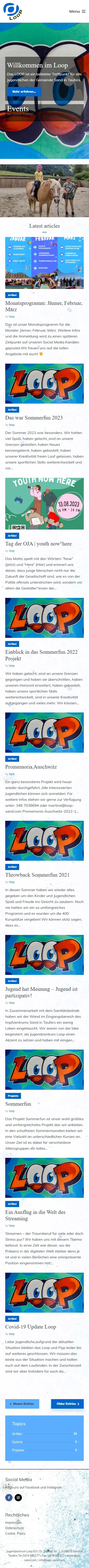 Previous website of LOOP, full home page