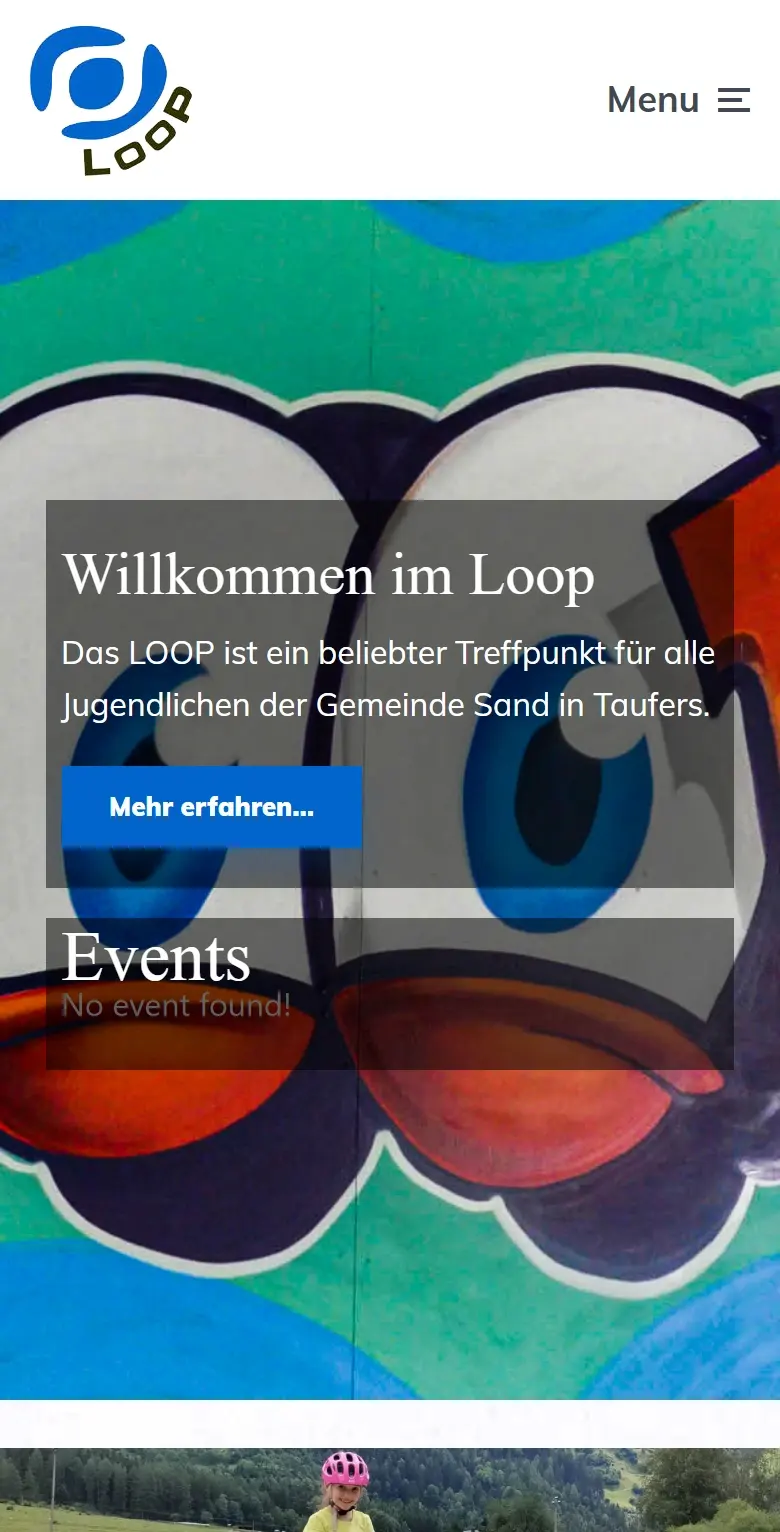 LOOP, previous website: WordPress site with a graffiti background