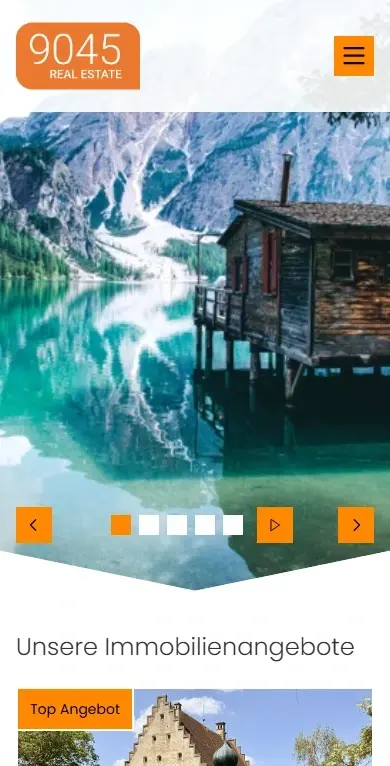9045 Real Estate, previous website: template with an orange slider and diagonal cuts