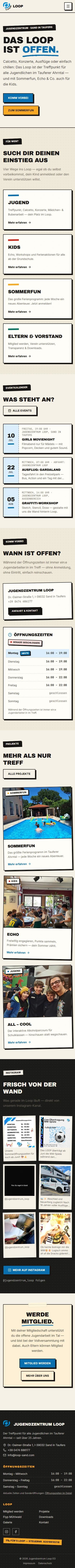 Neue Website für LOOP von Lush Systems, gesamte Startseite