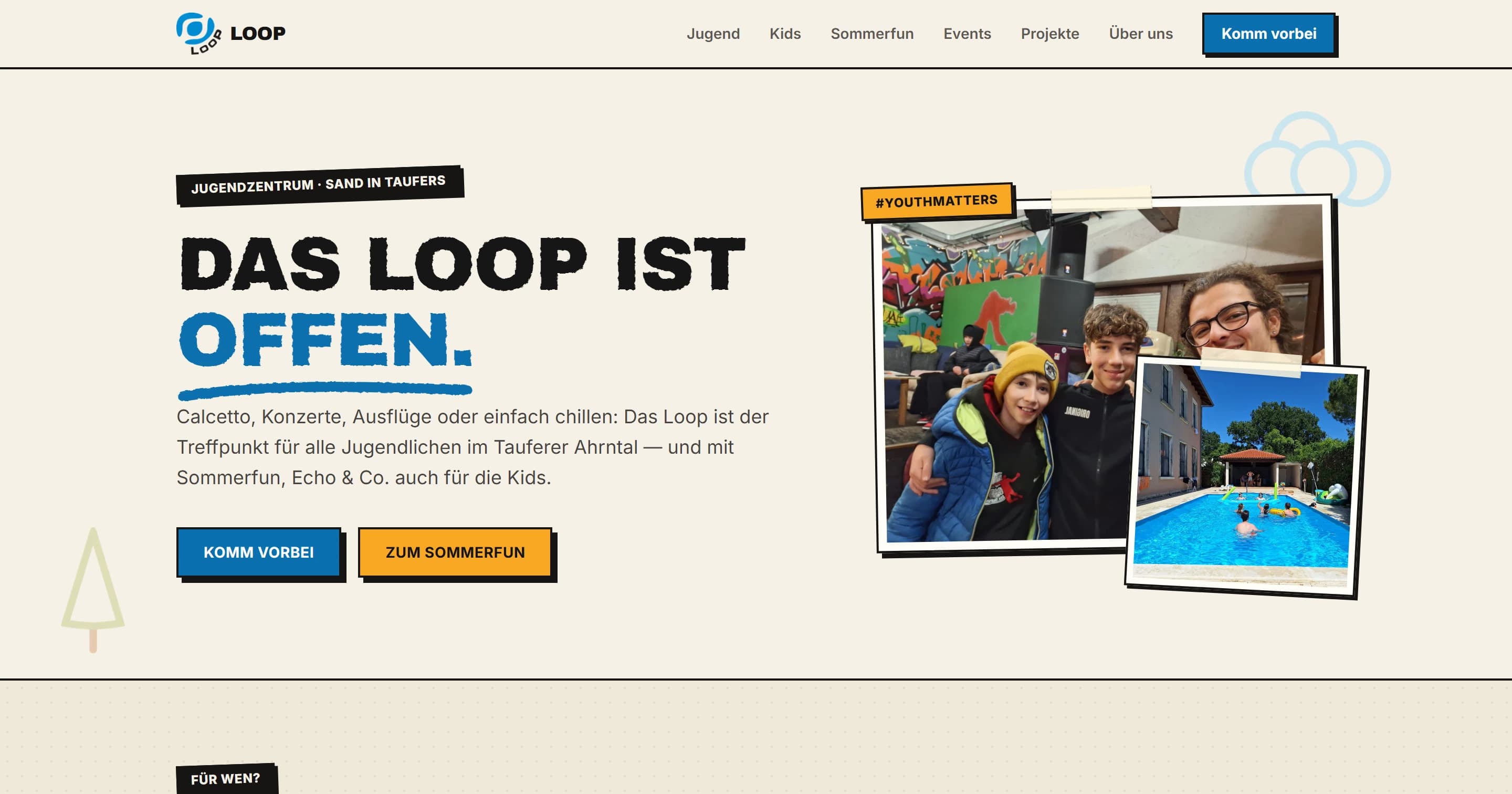 LOOP — il nuovo sito di Lush Systems: un marchio chiaro e audace per il centro giovani