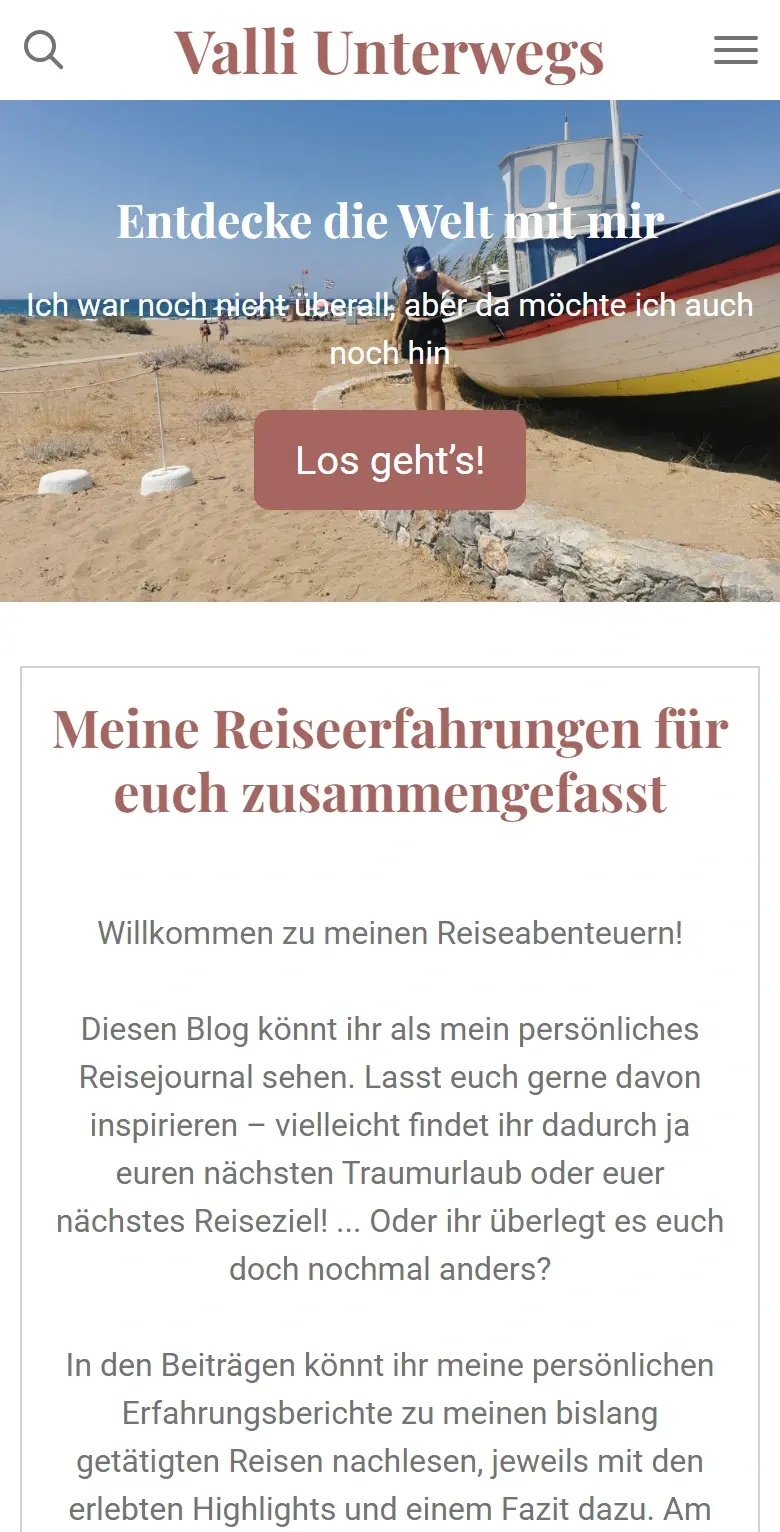 Valli Unterwegs, previous website: blog on the Webador site builder