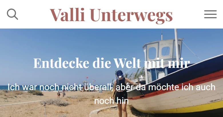 Valli Unterwegs — bisherige Website: Standard-WordPress-Blog mit generischem Theme